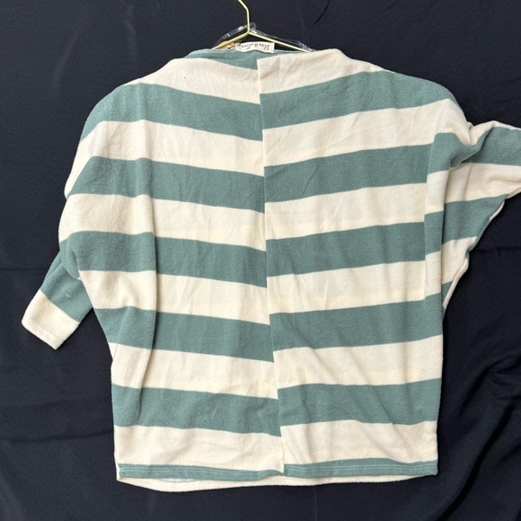 Sage Green and White Striped Sweater Top - Picture 3 of 6
